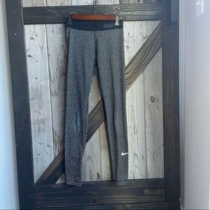 Nike Pro Dri-Fit black with white polka dot leggings size xs